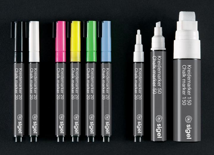 Produktbild Sigel Kreidemarker 20 Rundspitze (Schwarz, 2 mm, 2 x)
