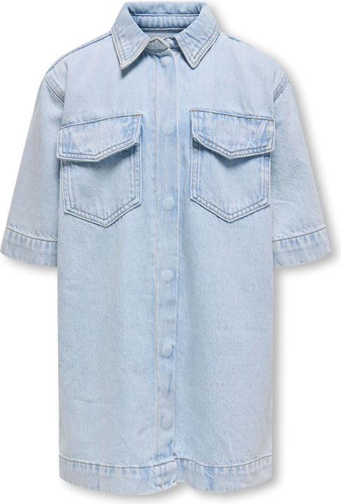 Actual product image Only Locker geschnitten Hemdkragen Kastige Ärmel Kurzes Kleid Jeanskleid (152)