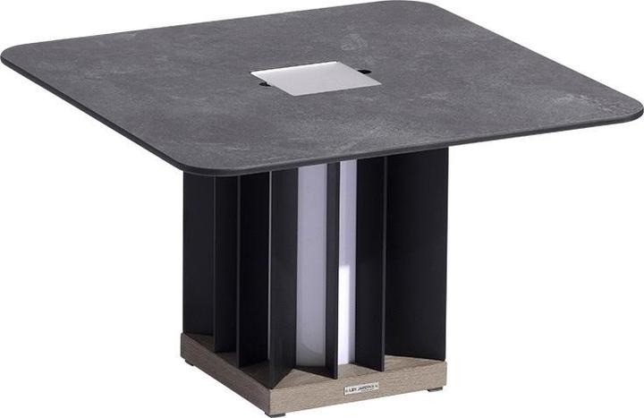 Produktbild Les Jardins Beleuchteter quadratischer Couchtisch Teckalu Alu schwarz, HPL Schiefer, duratek TA04700