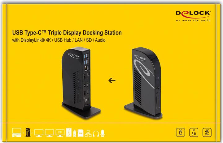 Immagine prodotto Delock Docking station USB Type-C a triplo display con DisplayL (USB-C, 5 Porti)