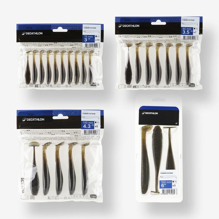 Image du produit Caperlan Leurre souple pêche YUBARI FAT SHAD avec attractant Green Pumpkin Black Flakes (15 cm)