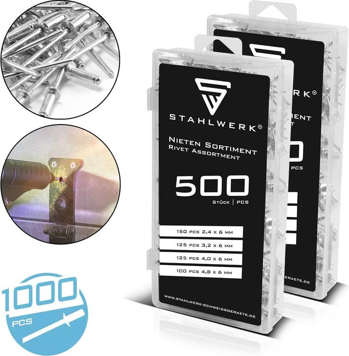 Actual product image Stahlwerk Rivet range 1000-piece blind rivet set made of aluminium Rivet set