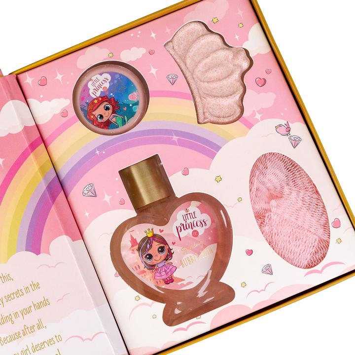 Accentra LITTLE PRINCESS bath set in reusable book-shaped gift box, incl. 80ml bubble bath, 50g bath (Hair care set)