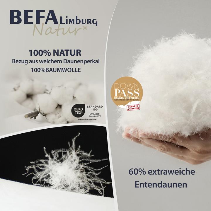 Produktbild BEFA Limburg Natur Daunendecke, 60% Daunen, Winter 2er Set (900 g, 135 x 200 cm)