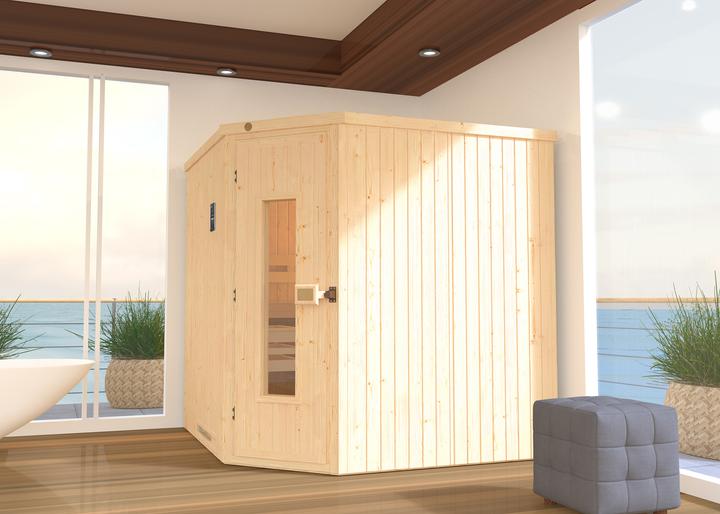 Weka Holzbau VARBERG 3-Eck-Element-Sauna, HT, inkl. BioS-Saunaofen mit Anschlusskabel und Spezialsauna