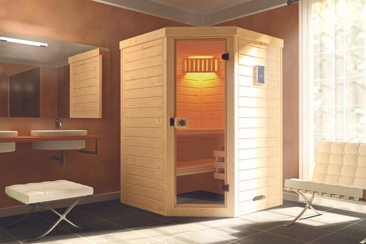 Produktbild Weka Holzbau Massivholz-Elementsauna 38 mm LAUKKALA 1 GT inkl. Saunaleuchten-Set (Ohne Ofen)