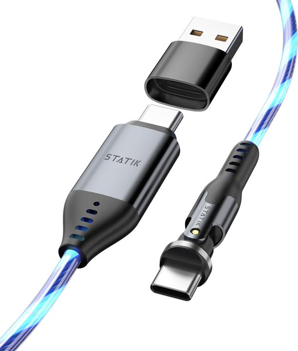 Immagine prodotto Statik 360° drehbares & glowing USB- Cavo C-C 0,9 m (1 m, USB 2.0, 60 W)