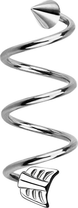Star Piercing Micro Spirale silber mit Cone und Pfeil (Chirurgenstahl 316L)