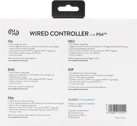Immagine prodotto Qubick Wired Controller Nero Bianco (PS4) (PS4, PC)