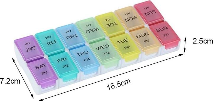 Cbx Tablettenbox, Pillenbox 7 Tage - Morgen und Abend Rainbow