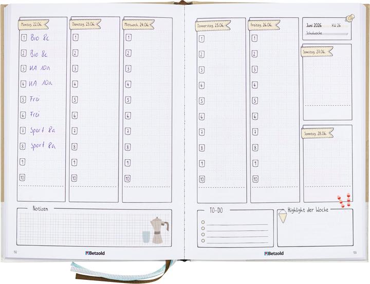 Produktbild Betzold Design-Schulplaner, Hardcover, DIN A5 (A5)