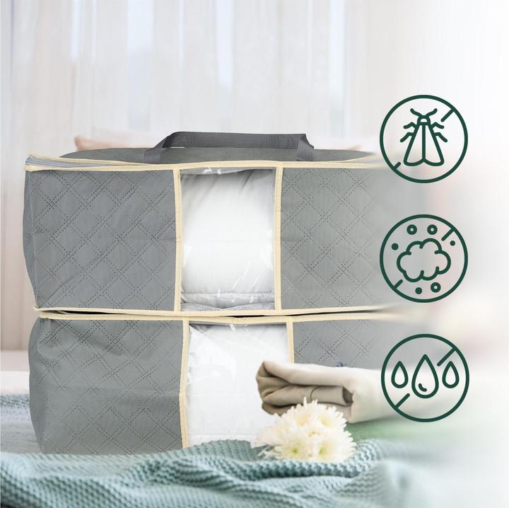Produktbild Relaxdays 2x Bettdecken-Aufbewahrungstasche (60 x 44 x 25 cm)
