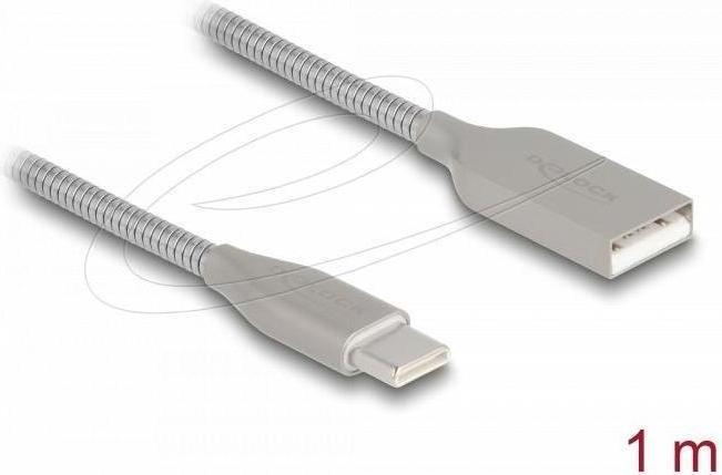 Produktbild Delock USB 2.0 Kabel mit Metallmantel USB Typ-A Stecker zu U (1 m, USB 2.0, 60 W)