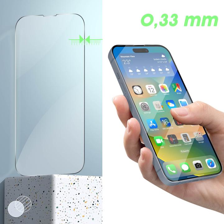 Actual product image Avizar 9H hardness glass display protection film (1 Piece, Apple iPhone 14 Pro)