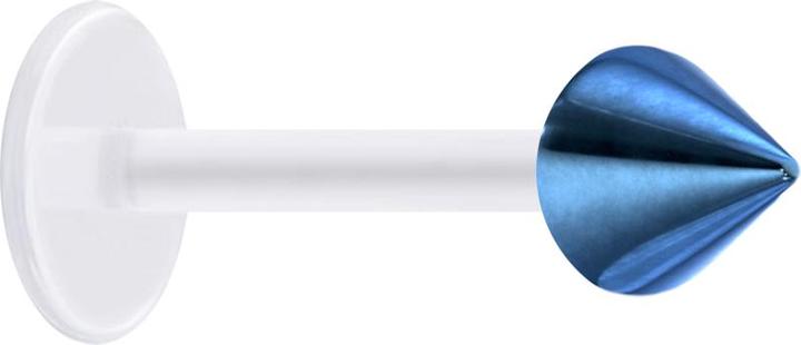 Immagine prodotto Star Piercing Micro Labret trasparente con Cono blu scuro (senza ottone, Acciaio chirurgico 316L, Bioflex)