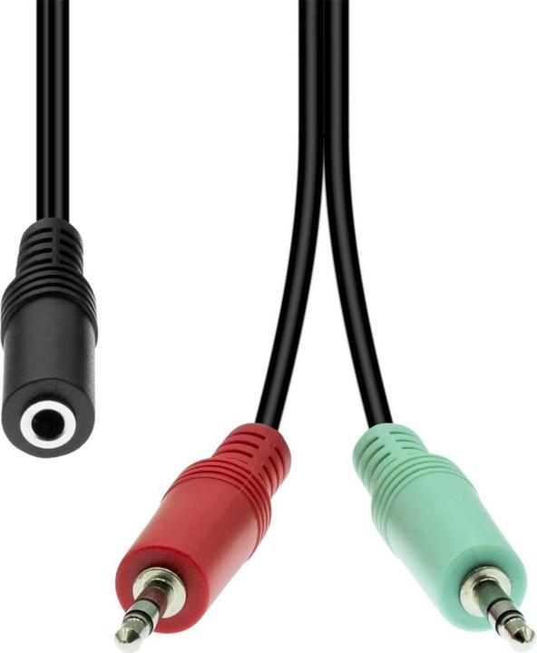 Image du produit ProXtend Mini-Jack 4-Pin to 2x 3-Pin Cable F-M Black 40cm (0.40 m)