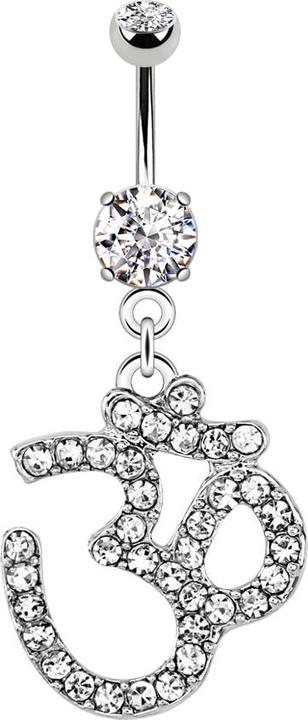 Star Piercing Banane silber mit Anhänger OM silber (Chirurgenstahl 316L, ohne Messing)