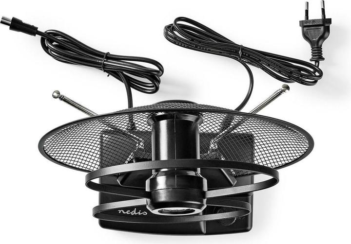 Produktbild Nedis ANIR2503BK700 - Pokojová HDTV Anténa | 0–25 km | Zesílení 30–36 dB | FM/VHF/UHF | Černá (Zimmerantenne, 36 dB, DVB-T / -T2, LTE)