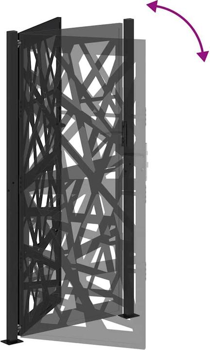 Produktbild VidaXL Gartentor Schwarz 105x205 cm Stahl Lichtdesign Zauntor Outdoor Tor