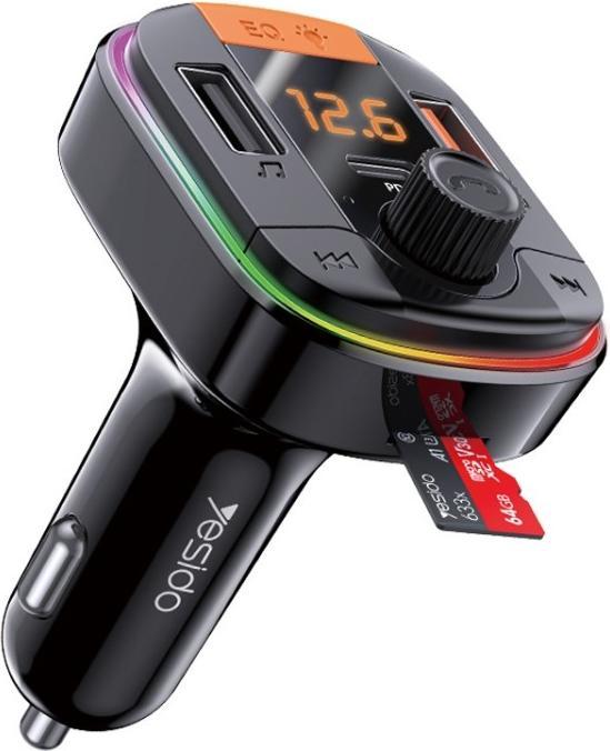 Produktbild Yesido Autoladegerät USB Bluetooth Digital Display FM Schwarz