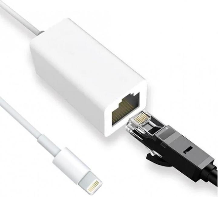 PowerGuard Lightning Ethernet RJ45 Netwerkkabel Adapter voor Apple iPhone iPad 10cm (Bliksem)