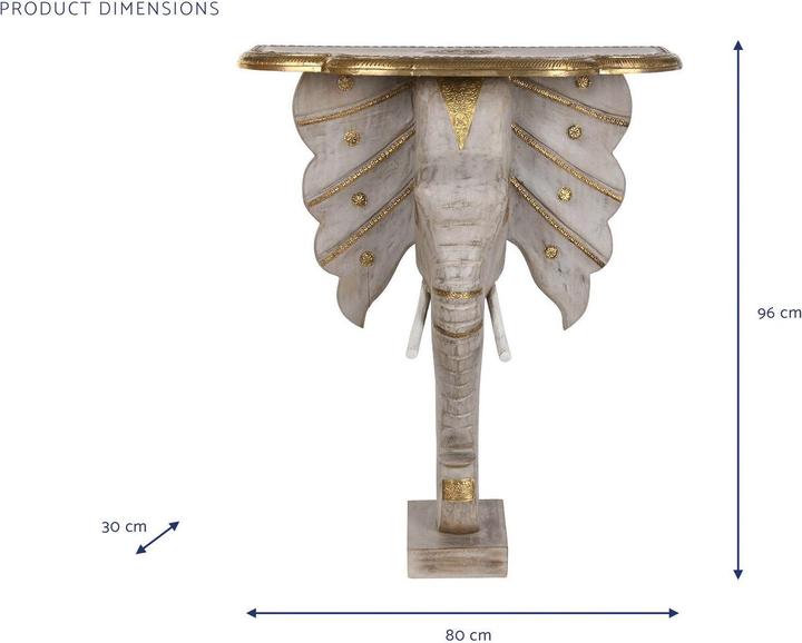 Image du produit DKD Home Decor Console Elephant White Grey Golden Brass Mango wood 80 x 30 x 96 cm
