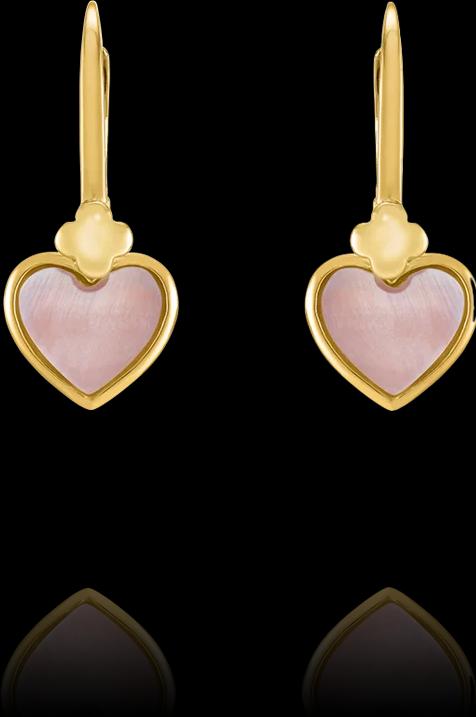 Charles Garnier PASSION Herzförmige Schläfer aus goldenem Silber und rosa Perlmutt (Silber, Gold)