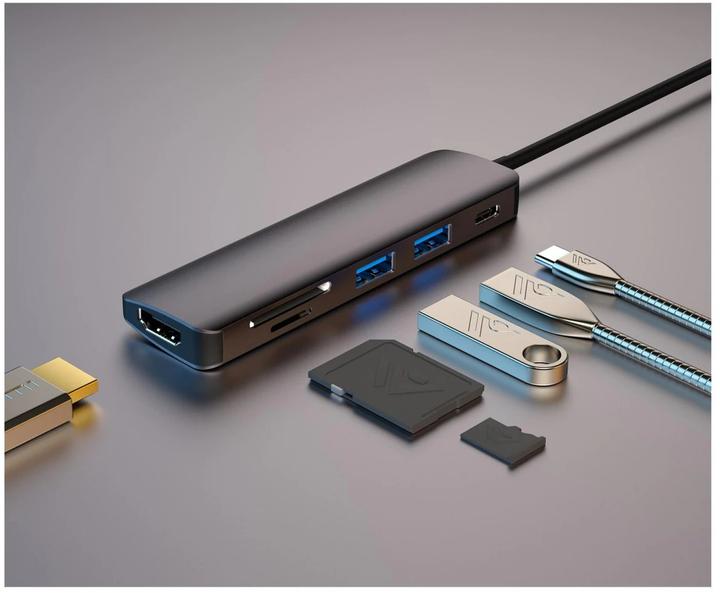 Immagine prodotto 4smarts Hub 6in1 con funzione DeX spazio grigio (USB-C, 6 Porti)
