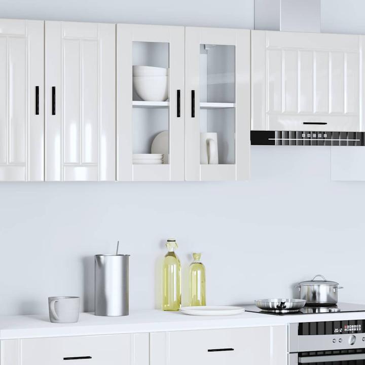 Produktbild VidaXL Küchen-Hängeschrank mit Glastür Porto Hochglanz-Weiss Wandschrank Küche (60 x 31 x 60 cm)