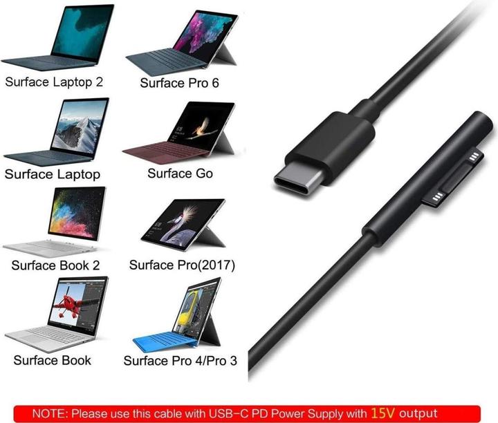 Produktbild PowerGuard USB-C zu Microsoft Surface Kabel (1.5m) (60 W)