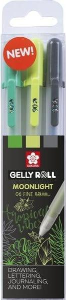 Sakura Gel rollerball pen Gelly Roll Moonlight 06 "Botanical (Blue, Black, Green, 3 x)
