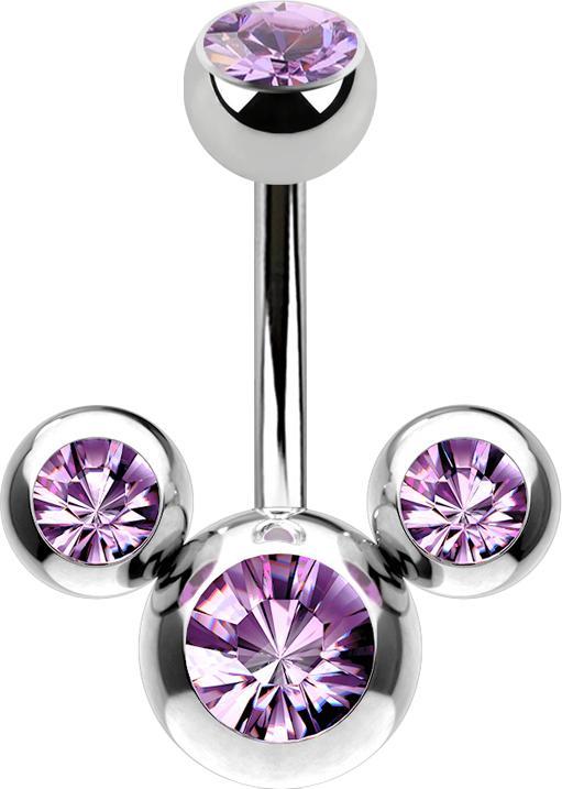 Star Piercing Banane silber Micky Maus mit Kristall tanzanite (Chirurgenstahl 316L, ohne Messing)