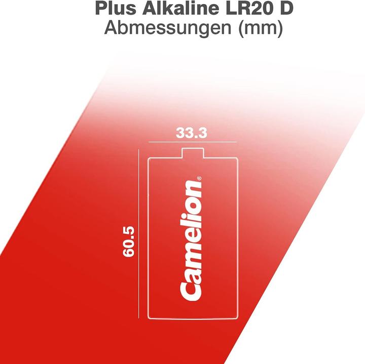 Immagine prodotto Camelion Batterie LR20 Mono D Alcaline 2 pezzi (2 pz., D, 21000 mAh)