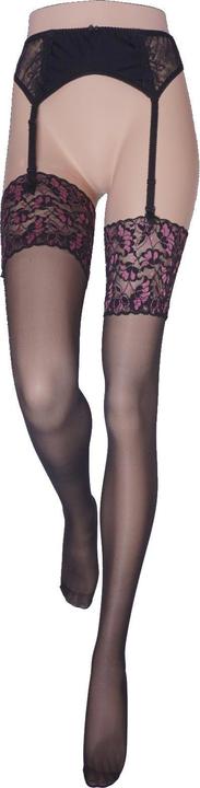 Image du produit Levee Satin Sheers Bas porte-jarretelles, couleur 695 noir-rose, taille 40-42 (20 DEN, 40 - 42)