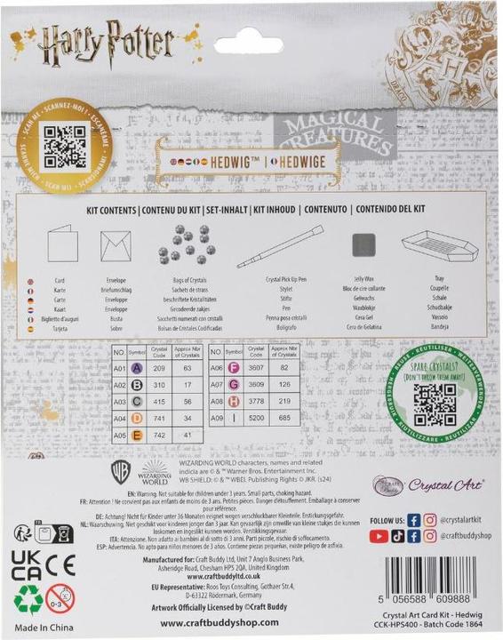 Produktbild Craft Buddy Hogwarts & Hedwig, 18x18cm Crystal Art Card