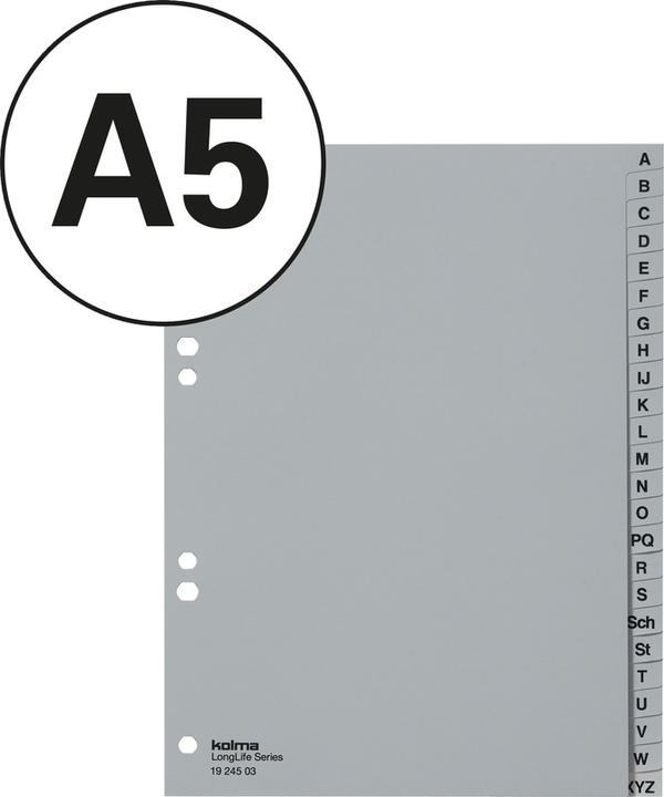Produktbild Kolma Register A5 hoch superstrong A-Z 24-teilig grau