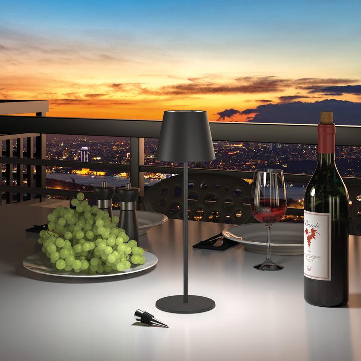 Produktbild RealPower LED-RGB Tischlampe dimmbar mit Akku,schwarz (200 lm)