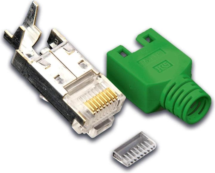 Actual product image Wirewin Plug RJ45 Hirose TM11 50 pieces, Green (Network cable plug)