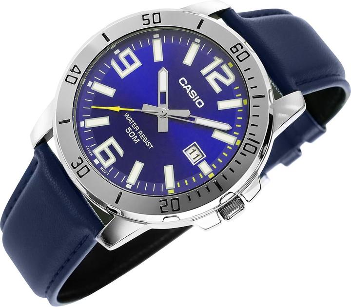 Image du produit Casio MTP-VD01L-2BV Hommes Enticer Bande en cuir bleu Cadran bleu Casual Analog Sporty Watch (220 mm)