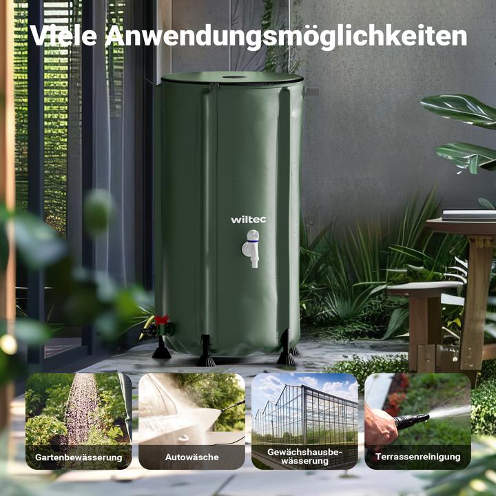 Actual product image Wiltec Collapsible rainwater barrel 100 litre rainwater barrel water tank rain barrel water barrel (100 l)