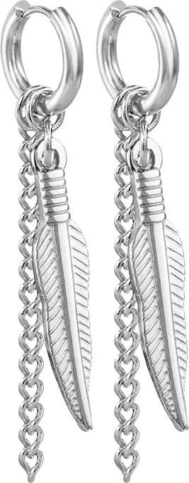 Immagine prodotto Star Piercing Orecchino in argento con ciondolo a forma di piuma e catena (senza ottone, Acciaio chirurgico 316L)
