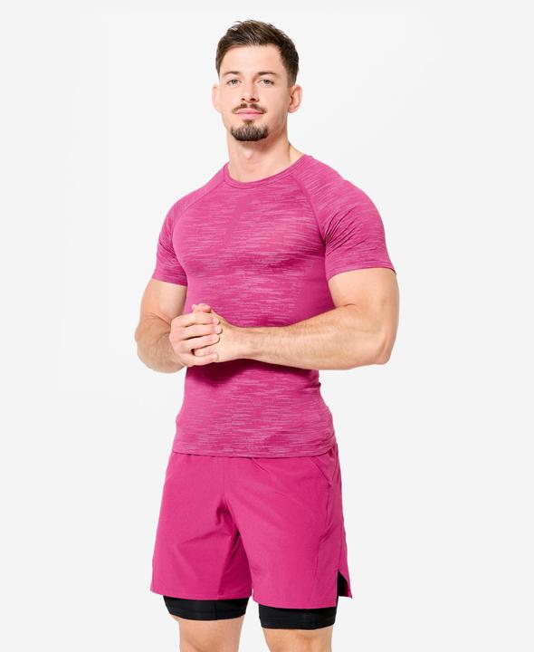 Domyos Kompressionsshirt Herren atmungsaktiv Rundhals - lila