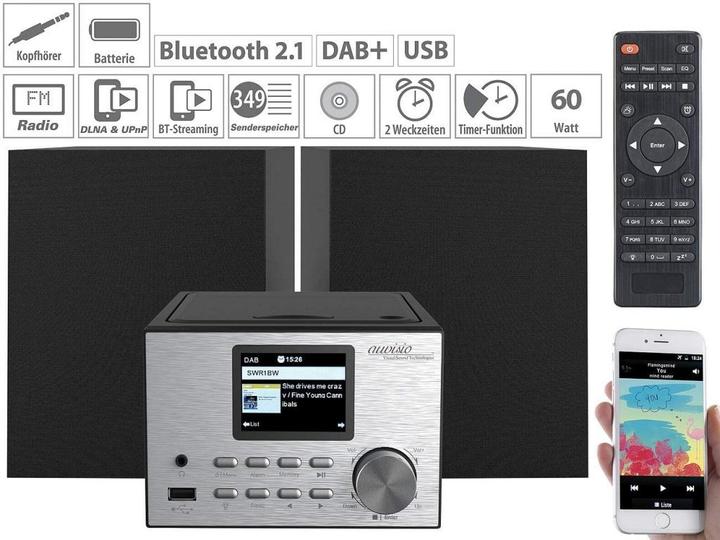 Image du produit Auvisio Microchaîne stéréo avec webradio (Lecteur de CD, Bluetooth)