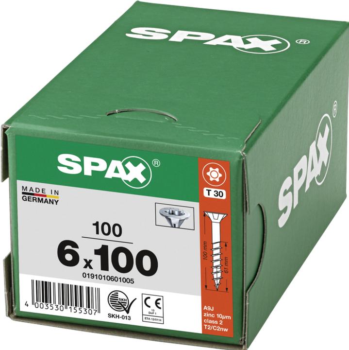Produktbild Spax Spanplattenschrauben SK T30 6,0x100 mm (100 Schrauben pro Stück)