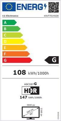 Label énergétique LG TV pour hôtel 65UT761H 65 (65", LCD)