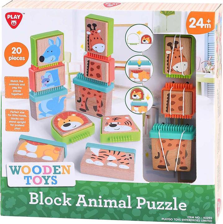 Actual product image Play Holzblock-Puzzle Tiere, 20-tlg. (20 pieces)