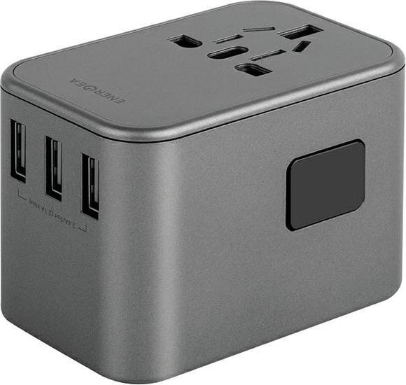 Produktbild Energea ład. siec. 3xUSB+2xUSB-C PD-PPS-QC 3.0 35.5W 3A2C adapter 4w1 US/UA/EU/UK szary/gunmetal Tra (35.50 W)