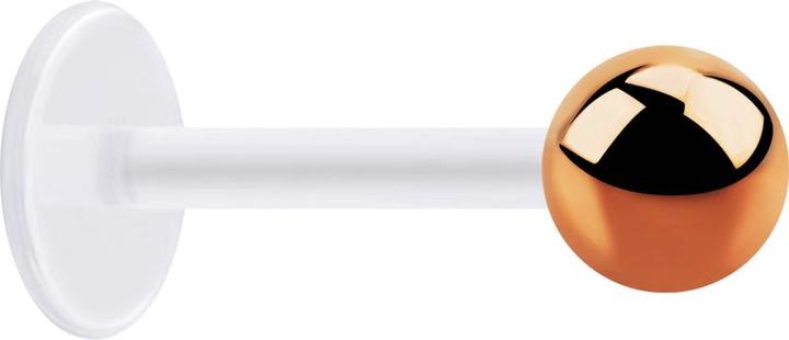 Star Piercing Micro Labret transparent mit Kugel rosegold (ohne Messing, Chirurgenstahl 316L, Bioflex)