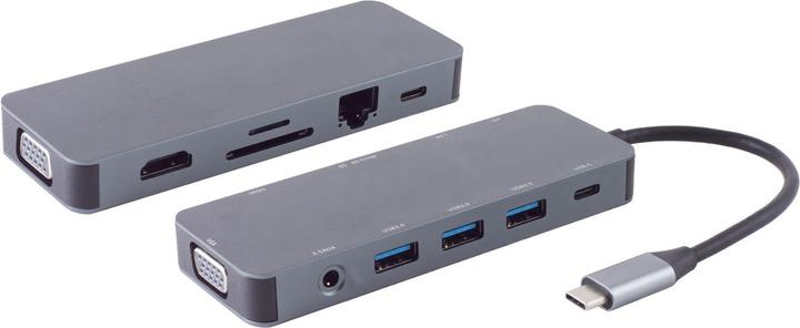 Shiverpeaks S/CONN maximum connectivity USB-DOCK--USB-C multiport Dockingstation, 11in1, HDMI, VGA, PD, Hub, SD (USB-C, 11 Ports)