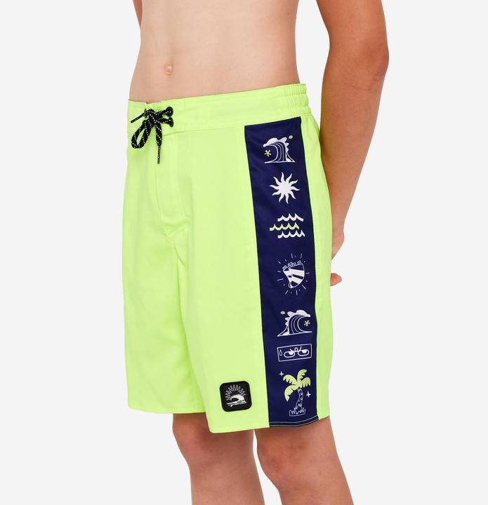 Olaian Boardshorts Surfen Jungen 900 Band gelb